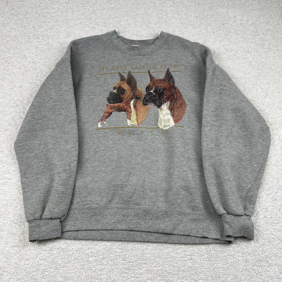 Lee Other - Vintage Lee Heavyweight Boxer Dog Sweatshirt Mens Large Gray Robert J May 2002